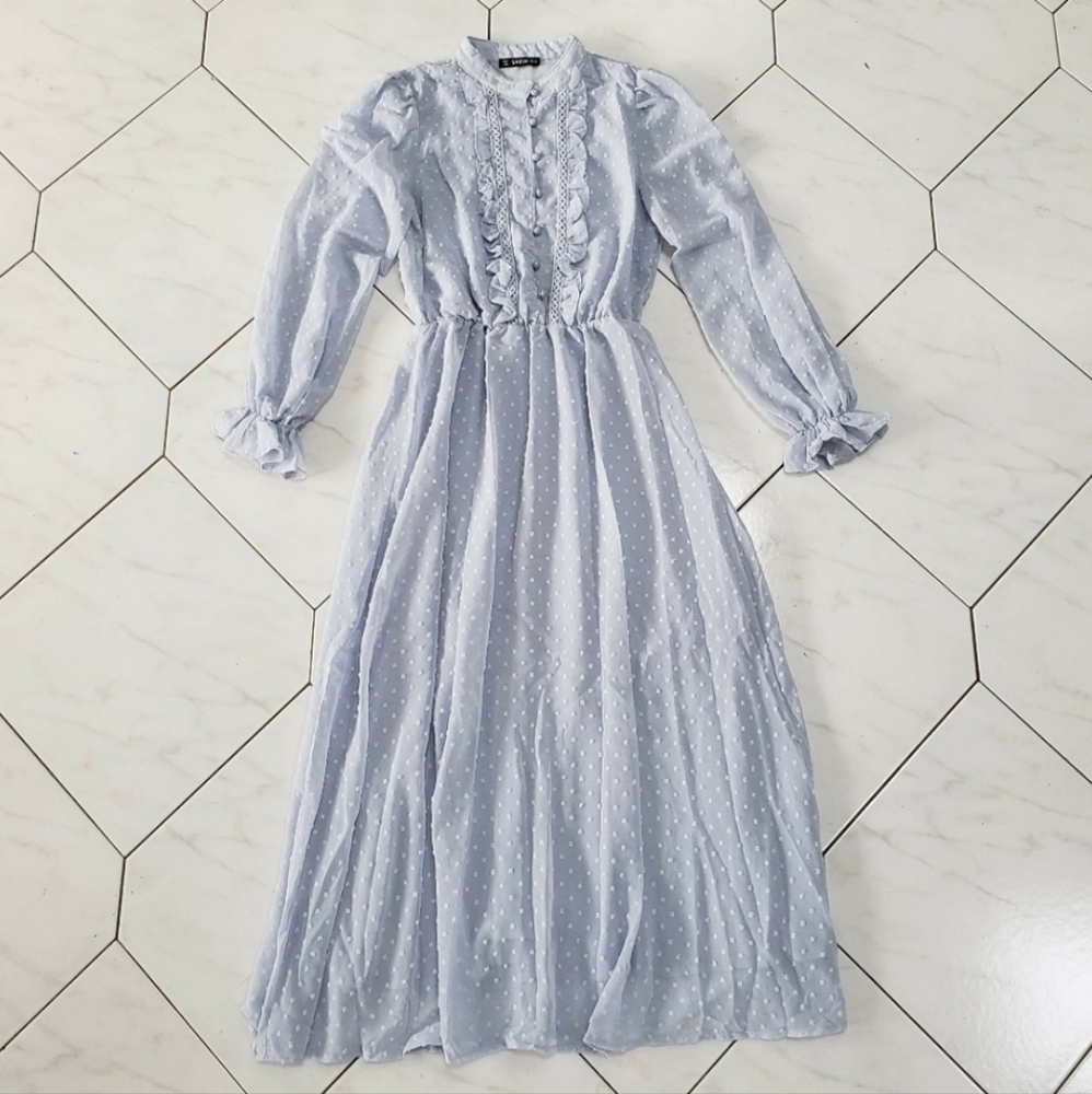 Shein Swiss Dot dress light blue
